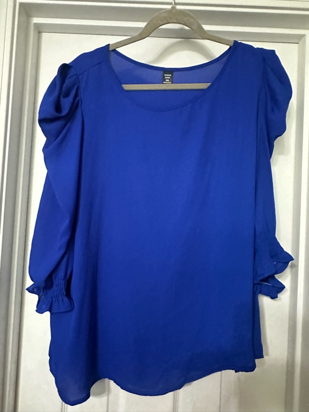 SHEIN Royal Blue Puff-Sleeve Women's Blouse
